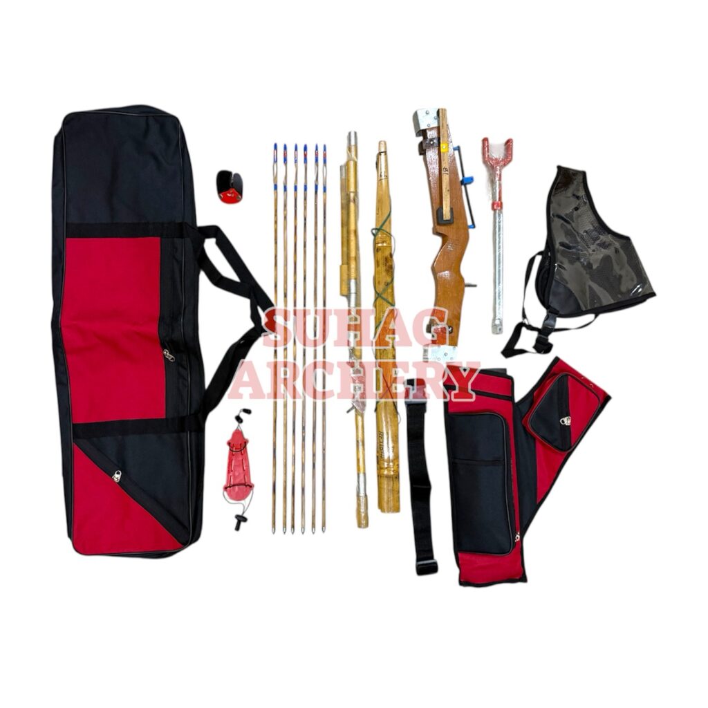 Indian Bow Kit with 6 Bamboo Arrows and Accessories